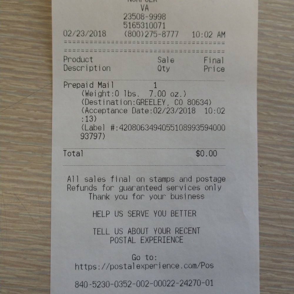 Receipt for Trade @Donaldarling12